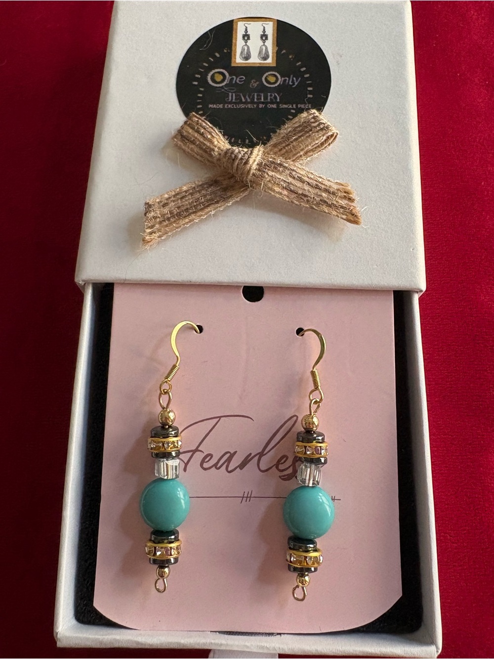 Fearless Turquoise Drop Earrings with Hematite beads Beautiful